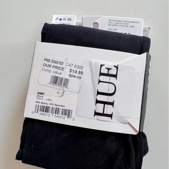 Hue heavy denier control top tights women’s size c - black - Picture 2 of 3